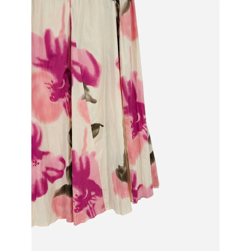 Peter‎ Nygard Women's Size 14 Floral Print Midi Skirt Pleated Waist